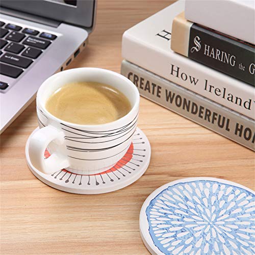 Liesun Posavasos de Piedra Cerámica Absorbente para Bebidas, Premium Design Posavasos, Duradero y Fácil de Limpiar, Accesorios de Cocina como Regalo Ideal, Juego de 8