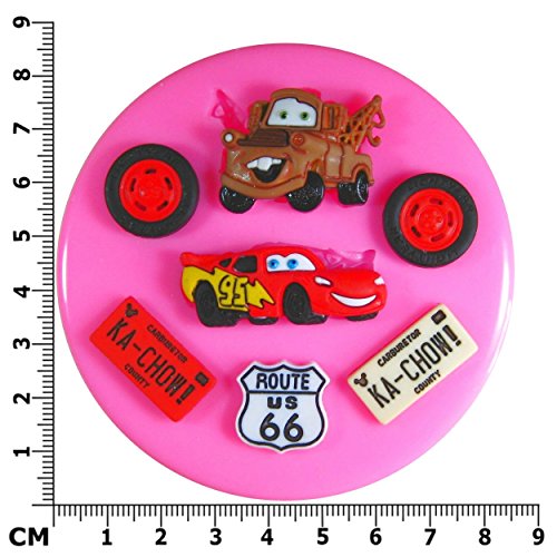 Lightning McQueen Mater Cars Molde de silicona para la torta de Decoración Pastel de Cupcake Toppers Glaseado Sugarcraft Tool por Fairie Blessings