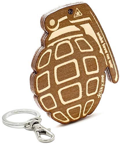 LIKY® Granada de Mano - Llavero Original de Madera Grabado Regalo Mujer Hombre cumpleaños pasatiempo joyería Colgante Bolso Mochila