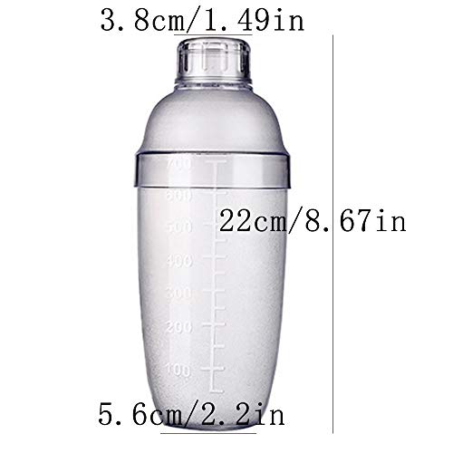 Limeow Coctelera de Plástico para Cócteles para Mezclador de Vino para Herramientas de Barra de Bebidas Coctelera de Plástico para Cóctel Mezclador de Plástico con Medida Herramienta de Barman