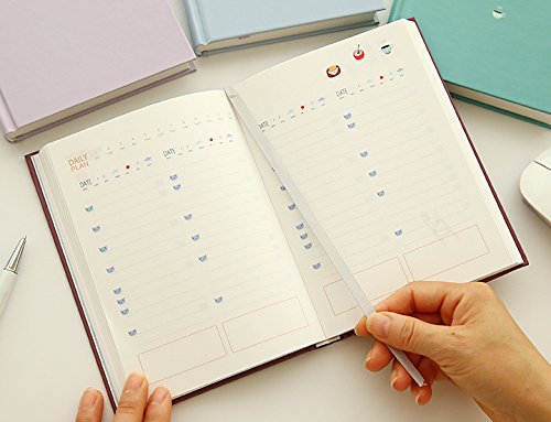 Linda 365 Días Planner recargas diario semanal mensual Calendario Calendario portátil Bound To-Do List libro agenda escolar Organizador de escritorio, Cafetería