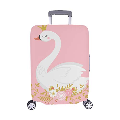 Linda Princesa Cisne en Caricatura Dibujado a Mano patrón Spandex Caja Viaje Maleta Protectora Maleta Cubierta Protectora para 28.5 x 20.5 Pulgadas(Sólo la Cubierta de Polvo del Equipaje)