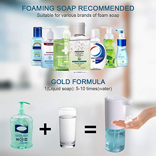 LIVEHITOP Dispensador Jabón Automático, Dispensador Jabón Espuma Impermeable con Sensor Movimiento Infrarrojo Inteligente, Dispensador Jabón Sin Contacto 320ML para Baño, Cocina, Hotel, Oficina
