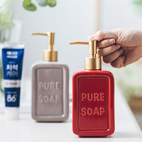 LLDKA Líquido de Lavado de Botellas dispensador de jabón Botella de loción de cerámica hoteles Clubes Puntos de Botellas de champú Gel de Ducha,Rojo