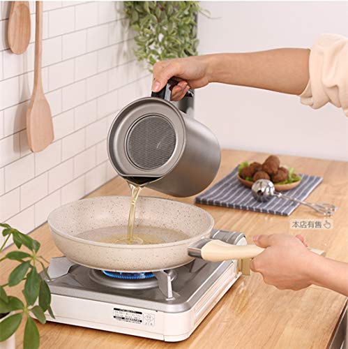 Love Your Kitchen Aceite de Cocina Almacenamiento de Grasa Keeper, Aceite de Grasa colador Recipiente con Filtro para freír Profundo (Gris - 1.6L)