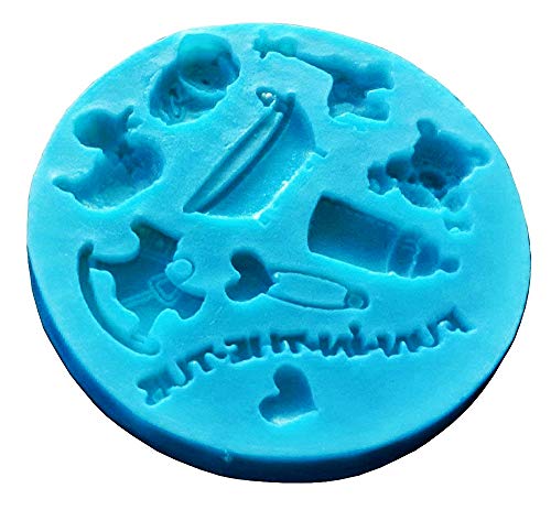 Lovelegis Molde de Silicona para bebé - Accesorios - Pato - biberón - Jirafa - Oso de Peluche - corazón - Broche - bebé - Pasta de azúcar - Fondant - Pastel - Uso de Alimentos - Cocina