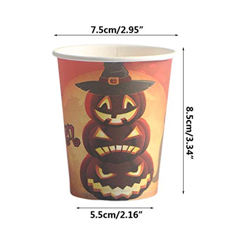 LQH Los Platos de Cocina 30Pcs Tazas de Papel de Halloween de Papel Desechables Halloween Party Supplies Decoración Creativa del Eco Friendly vajilla del Partido