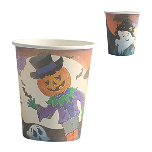 LQH Los Platos de Cocina 30Pcs Tazas de Papel de Halloween de Papel Desechables Halloween Party Supplies Decoración Creativa del Eco Friendly vajilla del Partido