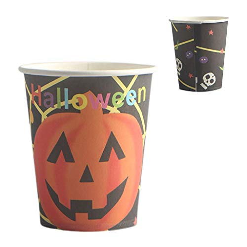LQH Los Platos de Cocina 30Pcs Tazas de Papel de Halloween de Papel Desechables Halloween Party Supplies Decoración Creativa del Eco Friendly vajilla del Partido