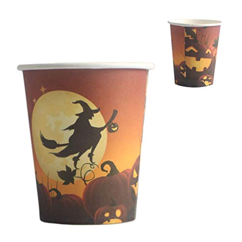 LQH Los Platos de Cocina 30Pcs Tazas de Papel de Halloween de Papel Desechables Halloween Party Supplies Decoración Creativa del Eco Friendly vajilla del Partido