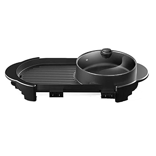 LUONE BBQ Hot Pot, Antiadherente de Alta Capacidad eléctrica Pan Molde de Horno Cubierta de Humo de la Plancha sartén de Alta Potencia multifunción Hot Pot Barbacoa Máquina,B,M