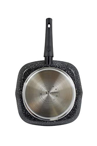 Magefesa Roka Asador 28 Cm de Aluminio Forjado Bicapa Efecto, Negro Piedra