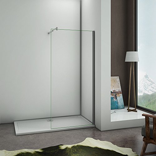 Mamparas de Ducha Frontales Puerta Fijo WALK IN Antical 8mm Cristal Barra 70cm-120cm 80x200cm