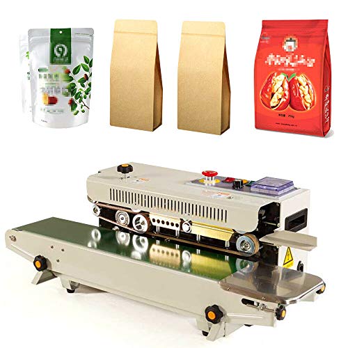 Máquina de sellado continuo FR-770 automática de sellado horizontal de bolsas de plástico, máquina de sellado de cinta de sellado