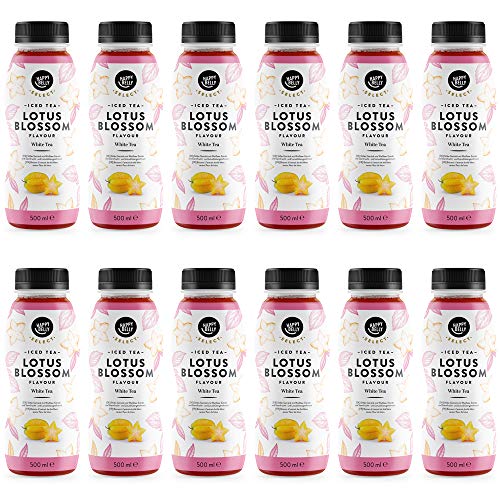 Marca Amazon - Happy Belly Select Té blanco helado con flor de loto, 12 x 500 ml