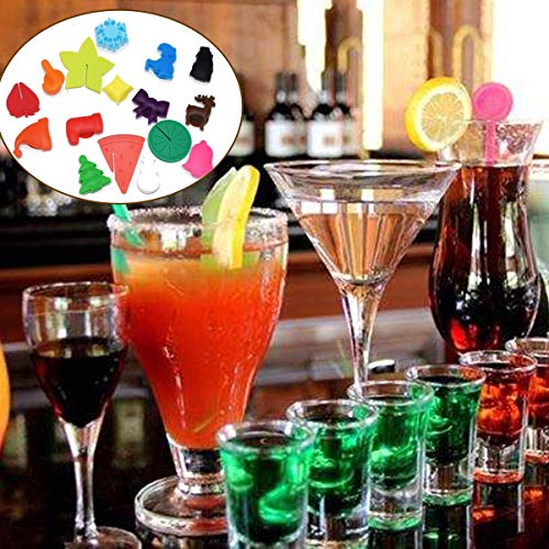 Marcadores De Bebida,Saijer Glass Markers Cristal Marcador Con Ventosa Copas Identificadores Marcadores De Copa forma de fruta Para Bar Fiesta Reuniones Celebraciones