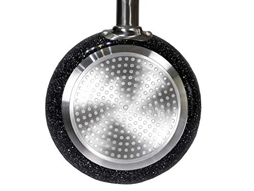 MAXELLPOWER Juego DE 3 SARTENES 2 Tapas Cuchillos Tijeras Color Negro Piedra Apto Horno