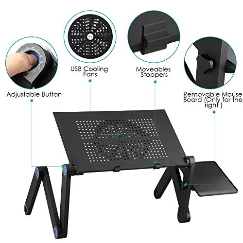Mbuynow Mesa Ordenador Portatil, Soporte de Portatil£¬Mesa para Ordenador con Ventilador Enfriador Notebook PC Laptop Ordenador, Color Negro