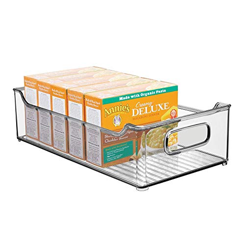 mDesign Fiambreras para la cocina – Cajas de plástico apilables para guardar alimentos – Organizador de nevera para lácteos, fruta y otros alimentos – gris humo