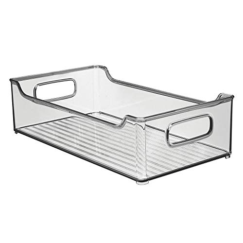 mDesign Fiambreras para la cocina – Cajas de plástico apilables para guardar alimentos – Organizador de nevera para lácteos, fruta y otros alimentos – gris humo