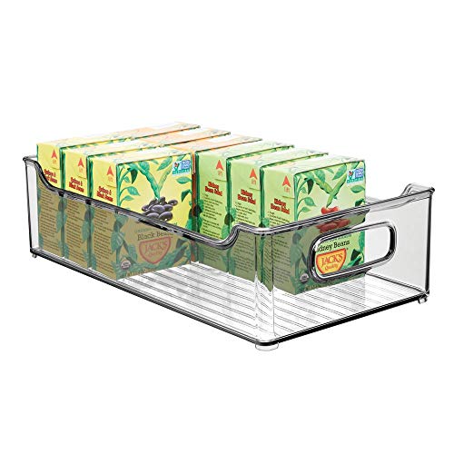 mDesign Fiambreras para la cocina – Cajas de plástico apilables para guardar alimentos – Organizador de nevera para lácteos, fruta y otros alimentos – gris humo