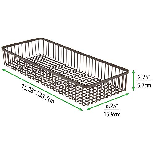 mDesign Organizador de cajones universal de metal – Cubertero para ordenar los utensilios y accesorios de cocina en los cajones – Cesta metálica para la cocina y el hogar – color bronce