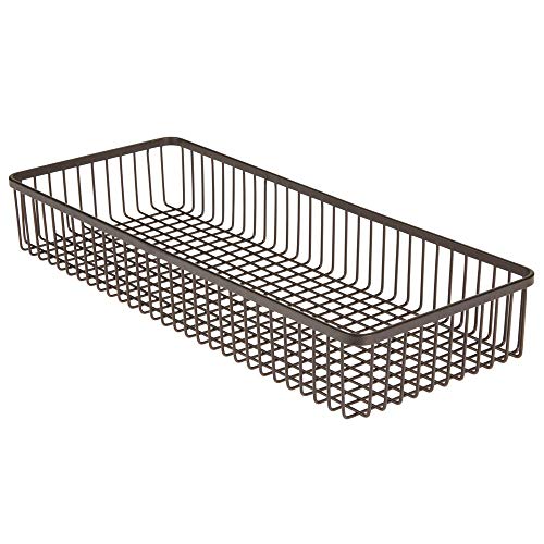 mDesign Organizador de cajones universal de metal – Cubertero para ordenar los utensilios y accesorios de cocina en los cajones – Cesta metálica para la cocina y el hogar – color bronce