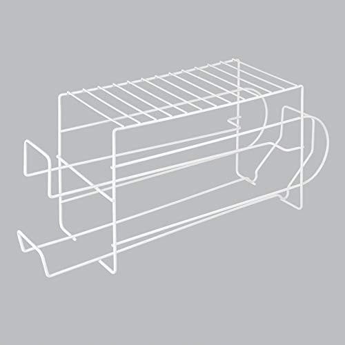 mDesign Organizador de frigorífico para alimentos – Moderno organizador de cocina para latas de bebida y conservas – Soporte y dispensador de latas fabricado en metal para ordenar la nevera – blanco