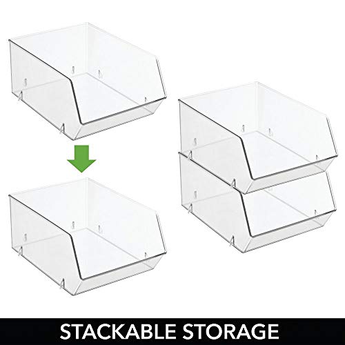 mDesign Organizador de frigorífico para guardar alimentos – Cajas de almacenamiento con frontal abierto para nevera, armario o congelador – Caja de plástico libre de BPA – Juego de 2 – transparente