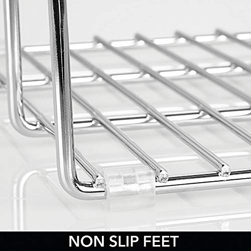 mDesign Soporte para sartenes y Tapas en Metal – Compacto Organizador de tapaderas, bandejas de Horno o Tablas de Cortar para Armario o encimera – Accesorios de Cocina para Ahorrar Espacio – Plateado