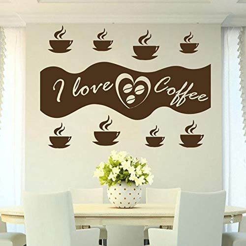 Me encantan los calcomanías de pared de café bebidas frijoles cafe decoración de interiores puertas y ventanas pegatinas pequeñas papel tapiz