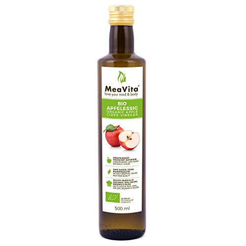 Meavita Vinagre De Sidra Orgánico De Manzana, Naturalmente Turbio Y Sin Filtrar Con Nuez De Vinagre 500 ml