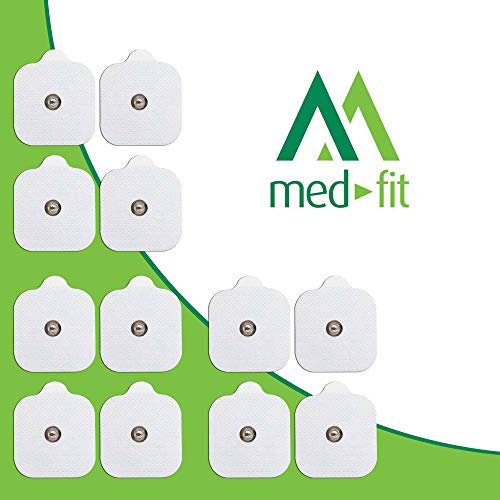 MED-FIT 5x5cm Flexi iSTIM 12 x 3.5mm Stud (tipo snap/boton) TENS Almohadillas autoadhesivas encajan con BEURER, SANITAS y VIRTUALMENTE todas las Maquinas de masaje TENS en Amazon.
