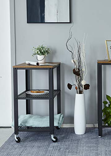 Meerveil Carrito de Servicio, Carrito de 3 Pisos Carrito para Cocina/Sala de Estar, Tipo Industrial Estantería metálica con Ruedas，Organizador de Almacenamiento