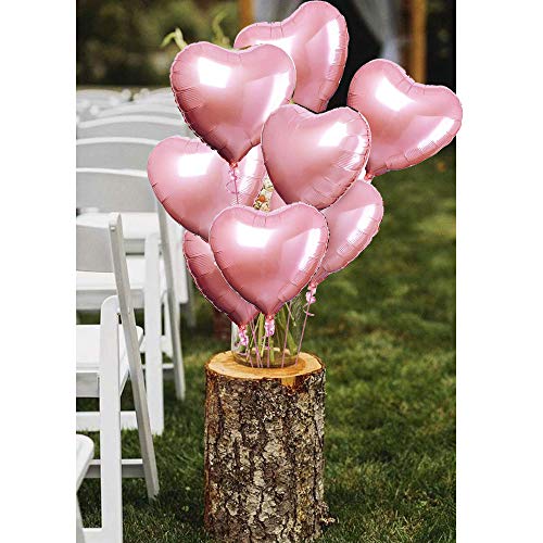 MEJOSER 30pcs 18in 45cm Globos Metalicos de Corazón Rosas + Rollo de Cinta Globos Metalizados Helio Decoración Fiesta Cumpleaños Boda