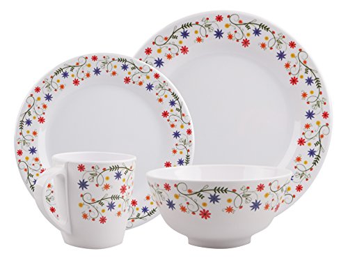 (melamina, diseño del número de personas y 1 – 2 – 4 – 6 A Elegir.) Pizarra Vajilla Vajilla De Camping Exterior Jardín Cocina Vajilla camping picnic, Design Flower, Anzahl 1 Pers / 4-teilig