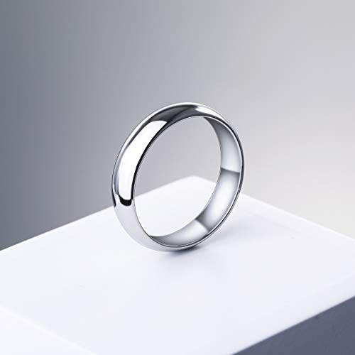 MeMeDIY 5mm El Tono De Plata Acero Inoxidable Anillo Ring Banda Venda Alianzas Boda Amor Love Talla Tamaño 17 - Grabado Personalizado