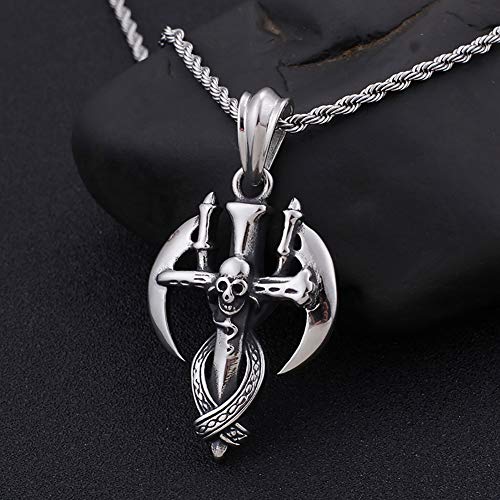 MENCNKI Shantou guadaña de la Muerte Cruz Collar Retro Punk Acero Inoxidable Collares Pendientes para los Regalos Ornamento de la joyería Masculina y de la Mujer