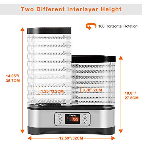 Meykey - Deshidratador de alimentos con regulador de temperatura, secador de verduras con temporizador, deshidratador, sin BPA (8 pisos/400 W)