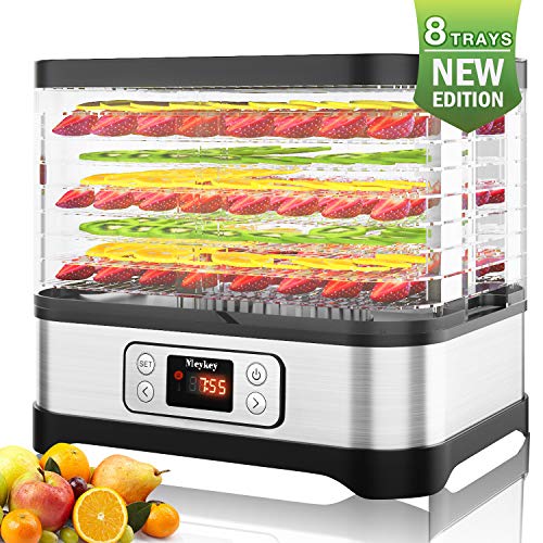 Meykey - Deshidratador de alimentos con regulador de temperatura, secador de verduras con temporizador, deshidratador, sin BPA (8 pisos/400 W)