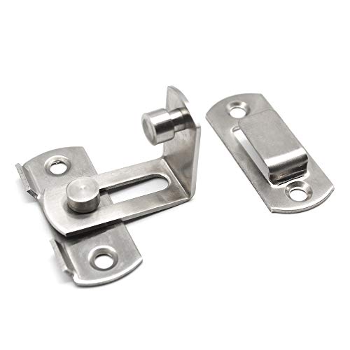 Mila-Amaz 2 Pcs Ángulo Recto Cierre Pestillo Puertas de Acero Inoxidable Puerta Cerrojo Granero Curvados Pestillos Pasador Puerta Seguridad