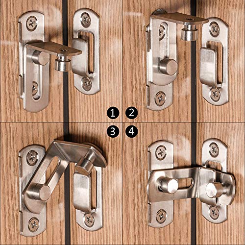 Mila-Amaz 2 Pcs Ángulo Recto Cierre Pestillo Puertas de Acero Inoxidable Puerta Cerrojo Granero Curvados Pestillos Pasador Puerta Seguridad