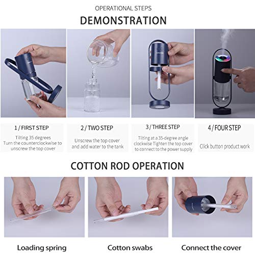 Mini humidificador de vapor frío-mini humidificador portátil con luces led,humidificador de aire portátil usb ultra silencioso,adecuado para bebés, niños, dormitorios, oficinas, automóviles, viajes