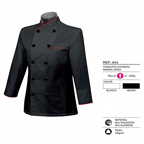 MISEMIYA - Chaquetas Chef COCINERA Mangas LARGAS - Ref.844 - XXX-Large, Negro