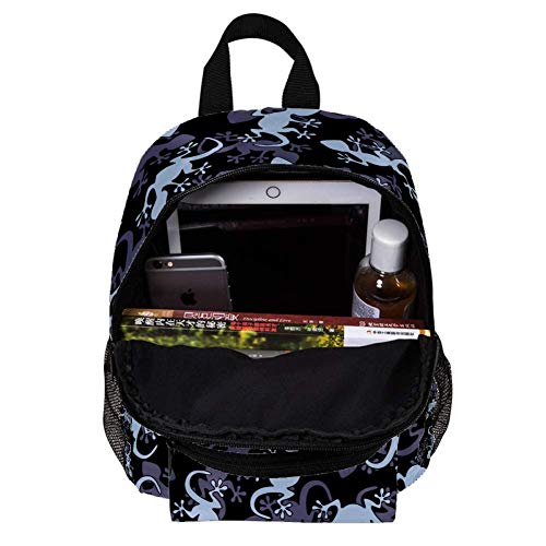 Mochila de niños para niños con mochila para niños y niñas de guardería de escuela primaria Outing negro y blanco rayo Negro Azul Salamandra 25.4x10x30 CM/10x4x12 in