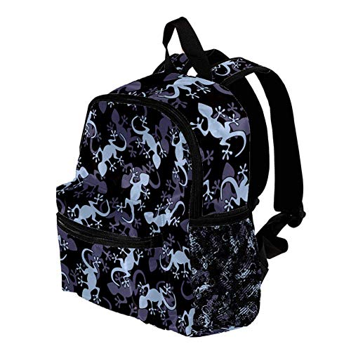 Mochila de niños para niños con mochila para niños y niñas de guardería de escuela primaria Outing negro y blanco rayo Negro Azul Salamandra 25.4x10x30 CM/10x4x12 in