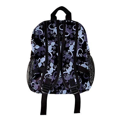 Mochila de niños para niños con mochila para niños y niñas de guardería de escuela primaria Outing negro y blanco rayo Negro Azul Salamandra 25.4x10x30 CM/10x4x12 in