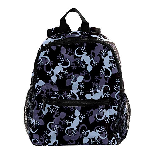 Mochila de niños para niños con mochila para niños y niñas de guardería de escuela primaria Outing negro y blanco rayo Negro Azul Salamandra 25.4x10x30 CM/10x4x12 in