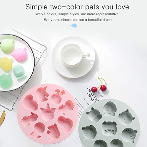 Molde de silicona animal - WENTS 2PCS Moldes de Silicona para Fondant, decoración de Tartas Herramientas para Hacer Bricolaje Dulces Chocolate Cubitos de Hielo jabón