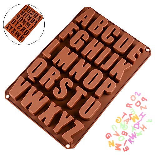 Molde de silicona con letras, 26 letras inglesas de chocolate, molde de cubitos de hielo, molde de bombones, molde de silicona para hornear chocolate, cubitos de hielo, galletas y pasteles